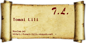 Tomai Lili névjegykártya